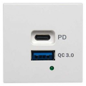 USB A and C Charging Socket 2M Black PD QC3.0 45W Max