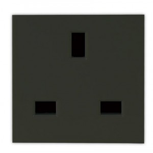 BLACK BRITISH 3 PIN SOCKET 2M (45x45mm)