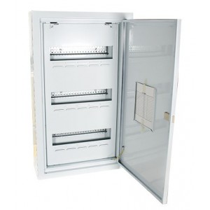 White Steel Distribution Board 66-Way Surface with Door for 13mm MCBs