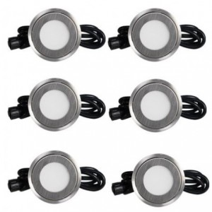 6-Piece Floor- Stair and Deck Circular LED Light Kit - Cool White