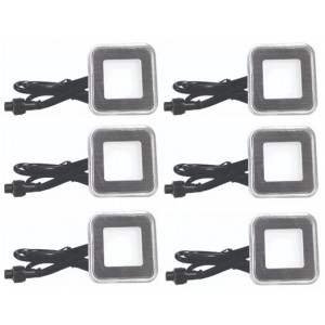 6-Piece Square LED Light Kit for Floor- Stair- and Deck - Cool White IP67