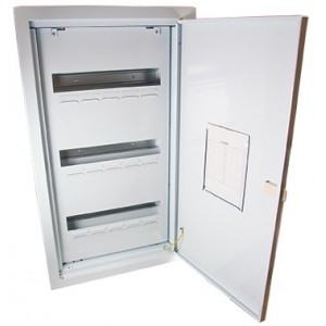 White Steel DIN DB Surface 3x16 (48)-Way with Door