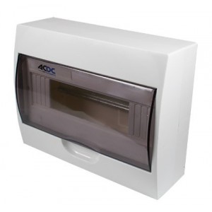 White DIN DB 12-Way Surface Enclosure with Door and Tray