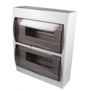 White DIN DB 24-Way (2x12) Surface with Door and Tray