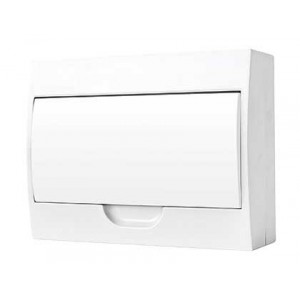 White 24-Way Surface Mount DIN Distribution Board with Grey Door