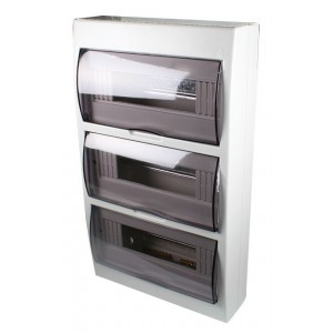 White DIN DB 36-Way Surface Mount with Door and Tray