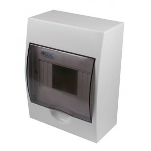 White DIN DB 4-Way Surface Enclosure With Door And Tray