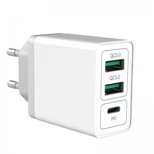 USB Type-C PD Power Delivery and Quick Charge QC3.0 30W AC Wall Charger Adapter - White