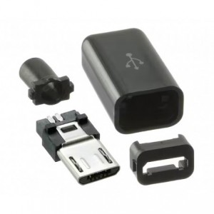 Micro USB Inline Plug Unassembled Black Cover Kit 170821