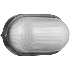 Ellies Illume Series - AC Oval Bulkhead - Aluminium + Glass - E27 Base - BK