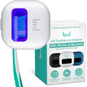 Bril UV-C Toothbrush Sanitizer &amp; Holder | Wall Mounted- Rechargeable- 30-Day Battery