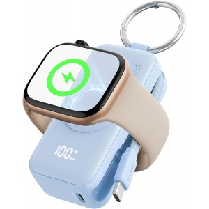 INIU SnapGo Portable Charger 5000mAh | 20W Fast Charging Power Bank with Built-in USB C Cable for Apple Watch &amp; iPhone