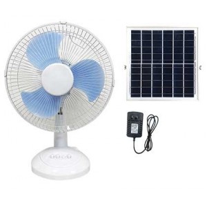 15W 12-Inch Solar Desk Fan with 7.4V 4400mAh Battery and PV Panel