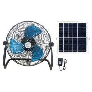 15W 12-Inch Solar Floor Fan with 7.4V 4400mAh Battery- PV Panel and AC Adapter