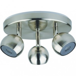 230VAC 16W Brushed Nickel LED Integrated 3x Adjustable Spotlight