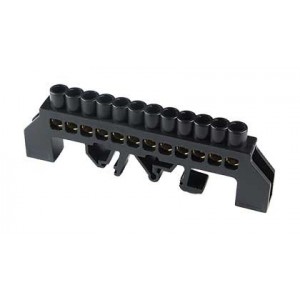 12 Way Black Din Mount Terminal Bar Insulated 6X9 16MM Sq