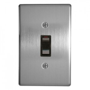 1-Lever 1-Way Switch 2x4 with Silver Steel Cover Plate