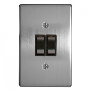 2-Lever 1-Way Switch 2x4 with Silver Steel Cover Plate