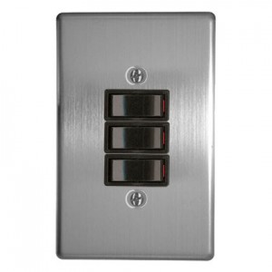 3-Lever 1-Way Switch 2x4 with Silver Steel Cover Plate