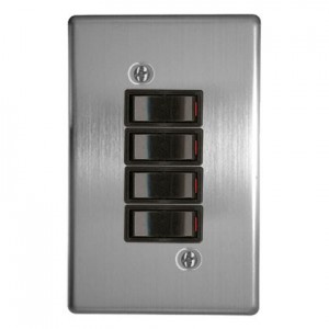 4-Lever 1-Way Switch 2x4 with Silver Steel Cover Plate