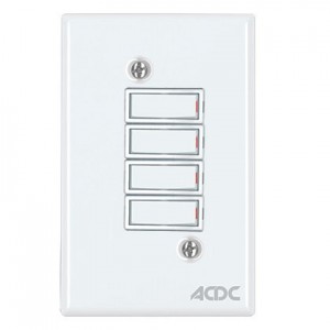 4-Lever 1-Way Switch 2x4 with White Steel Cover Plate