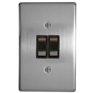 2-Lever 2-Way Switch 2x4 with Silver Steel Cover Plate