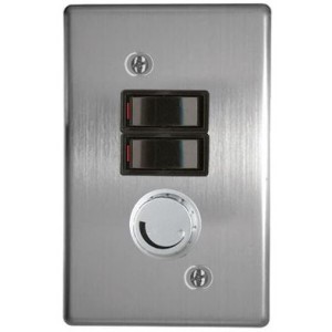 500W Rotary Dimmer ON/OFF With 2 Switches Silver Steel Cover