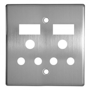 Silver Steel Cover Plate for 4x4 and 2 x 16A Switch Socket