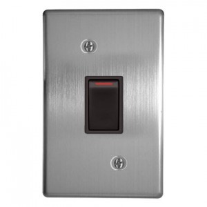 30A 2P Stove Isolator 4x2 with Silver Steel Cover Plate