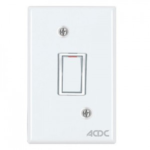 30A 2P Stove Isolator 4x2 with White Steel Cover Plate