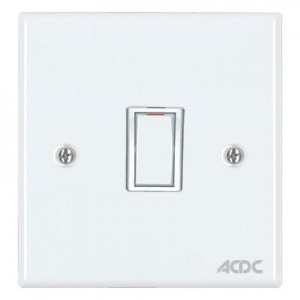 60A 2P Stove Isolator 4x4 with White Steel Cover Plate