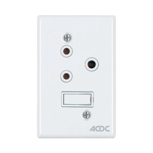 16A Switched Socket 2x4 with White Steel Cover Plate