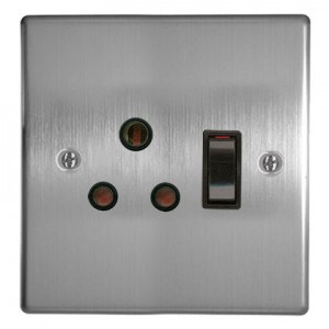 16A Switched Socket 4x4 with Silver Steel Cover Plate