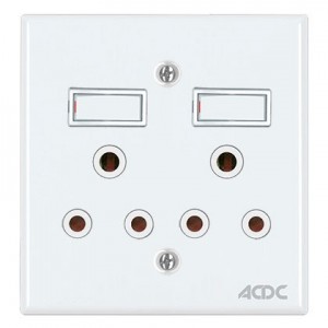 2x16A Switched Socket Outlet 4x4 with White Steel Cover Plate