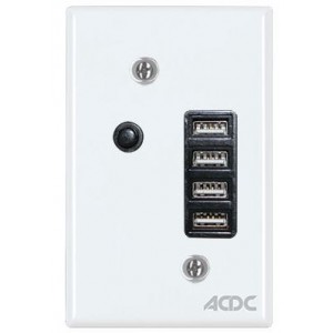 4X USB 5V Outlet 2X2100MA 4X2 with White Steel Cover Plate