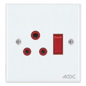 1x16A Dedicated White Switched Socket Outlet 4x4 Steel Plate