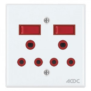 2X16A Dedicated White Switched Socket Outlet 4x4 Steel Plate