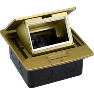 Brass Floor Mount Pop Up Power Box (Empty) 3 Module