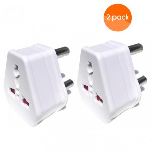 European USA UK Multi Plug to South African Power Converter - White - 2 pack