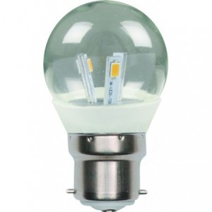 3W LED Golf Ball Lamp - Clear- B22- Dimmable- Cool White