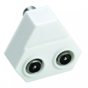 TV In-Line Splitter Female to 2x Male 9.5mmD Plastic