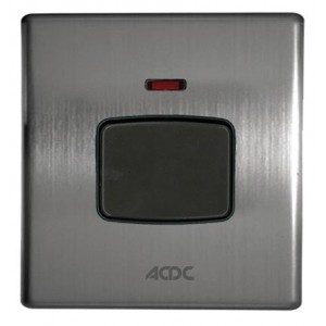 45A Double Pole Isolator with Neon in Stainless Steel for 3x3 Box