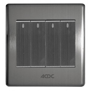 4 Lever 1 Way Switch 10A Stainless Steel For 3x3 Box