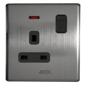 British Switched Socket 13A Stainless Steel For 3x3 Box