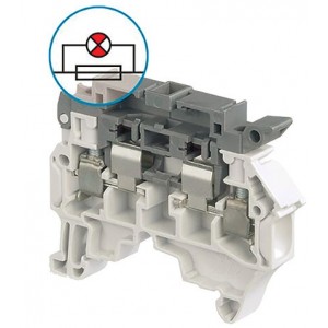 4mm² Screw Clamp Terminal Block - Fused + Ind. 115-250VAC/DC
