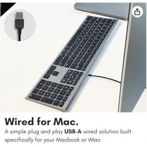 Macally - Everyday USB-A Wired Keyboard for Mac - Space Gray Full Size