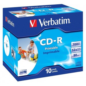 VERBATIM - 700MB - CD-R (52X) - WIDE PRINTABLE JEWEL CASE - (BOX OF 10)