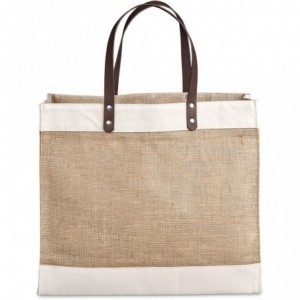 Okiyo Reza Jute &amp; Cotton Tote with Leather Handles