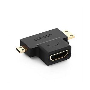 Ugreen 2-In-1 Micro+Mini HDMI M to HDMI F Adapter - Black