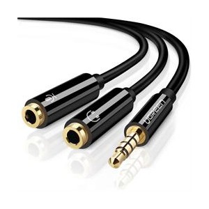 Ugreen 3.5mm Audio M to 2 X F Mic/Aud Adapter - Black